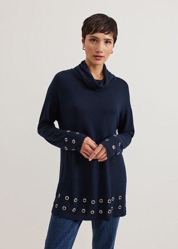 Phase Eight Jennie Cowl Neck T Shirts Navy Canada | KBAWTI-182